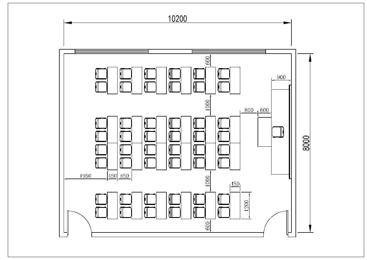 雙人課桌椅擺放參考平面圖